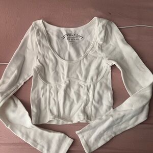 Aeropostale Seriously Soft Seamless White Long Sleeve Top
